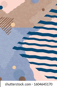 Abstract geometric composition with decorative shapes, triangles, lines and dots. Modern background for your design. Vector illustration