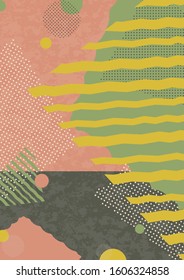 Abstract geometric composition with decorative shapes, triangles, lines and dots. Modern background for your design. Vector illustration