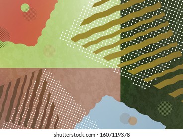 Abstract geometric composition with decorative shapes, triangles, lines and dots. Modern background for your design. Vector illustration