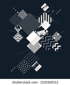 Abstract geometric composition with decorative squares