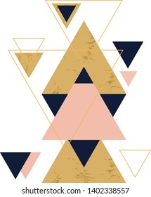 Abstract geometric composition with decorative triangles.Abstract golden geometric isometric background, can be used for template, poster, backdrop, book cover, brochure, leaflet, vector 
