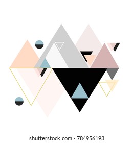 Composición geométrica abstracta con triángulos decorativos.Fondo isométrico geométrico abstracto de color, se puede utilizar para papel pintado, plantilla, póster, fondo, portada de libros, folleto, folleto, vector 