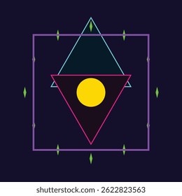 Abstract Geometric Composition Featuring Squares Triangles and a Circle
