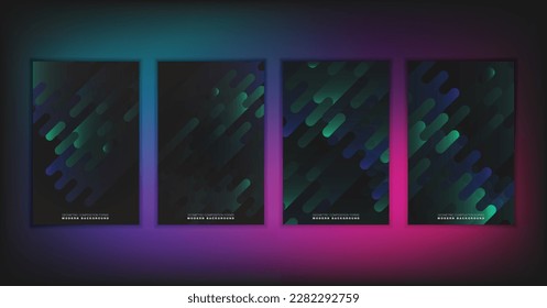 Abstract geometric composition forms modern background with decorative triangles and patterns backdrop vector illustration set