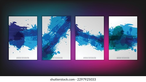 Abstract geometric composition forms modern background with decorative triangles and patterns backdrop vector illustration set