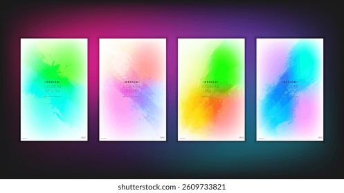 Abstract geometric composition forms modern background with decorative triangles and patterns backdrop vector illustration set