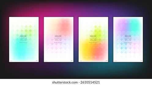 Abstract geometric composition forms modern background with decorative triangles and patterns backdrop vector illustration set