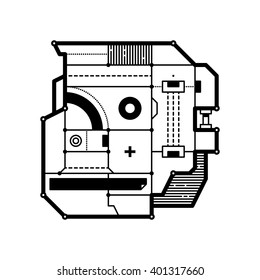 Abstract geometric composition with futuristic techno elements. Style of modern art and graffiti. The design element is isolated on a white background, suitable for prints, posters and cd covers.