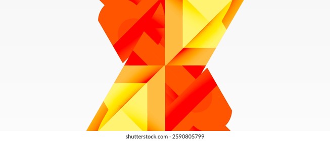 Abstract geometric composition with interlocking circular and angular shapes, featuring smooth gradients and sharp contrasts on a white background