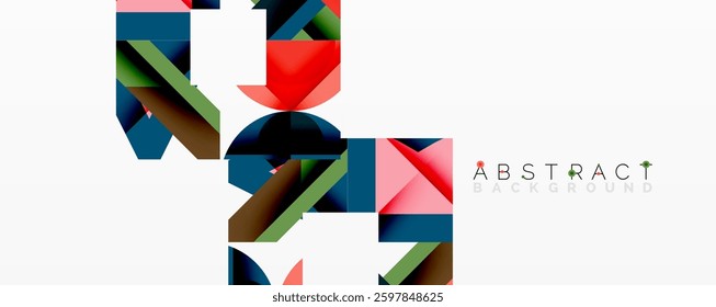 Abstract geometric composition with interlocking circular and angular shapes, featuring smooth gradients and sharp contrasts on a white background