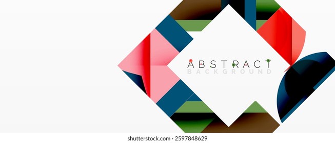 Abstract geometric composition with interlocking circular and angular shapes, featuring smooth gradients and sharp contrasts on a white background