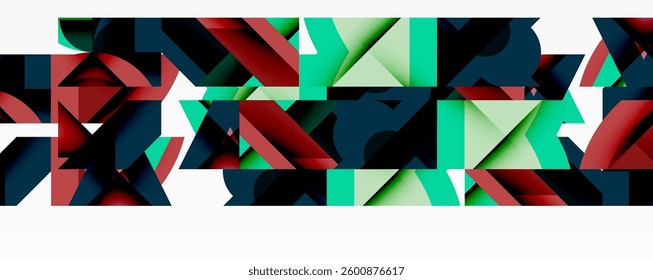 Abstract geometric composition with interlocking circular and angular shapes, featuring smooth gradients and sharp contrasts on a white background