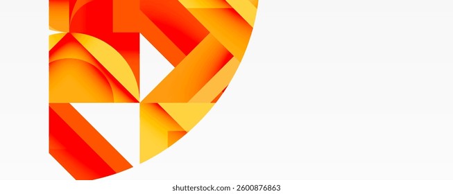 Abstract geometric composition with interlocking circular and angular shapes, featuring smooth gradients and sharp contrasts on a white background