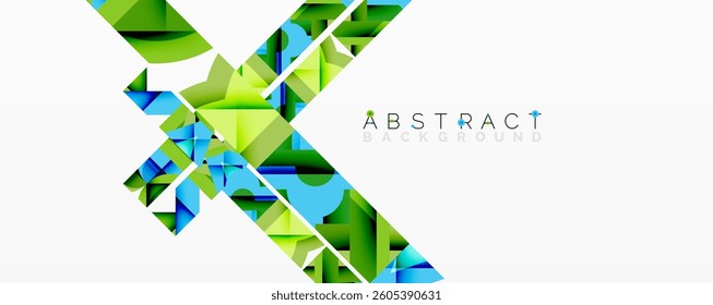 Abstract geometric composition with interlocking circular and angular shapes, featuring smooth gradients and sharp contrasts on a white background