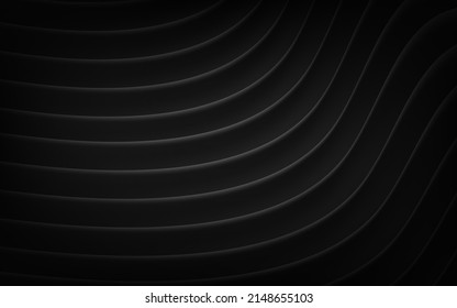 Abstrakte geometrische Zusammensetzung aus schwarz-gewölbten Elementen, 3D-Illustration