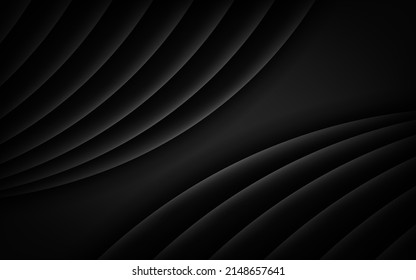 Abstract geometric composition made of black curved elements, 3d illustration