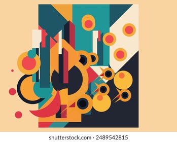 Abstract geometric composition music logo vector with a bold, artistic design. Highlights your passion for music and modern aesthetics. Perfect for record labels, music schools, and creative A
