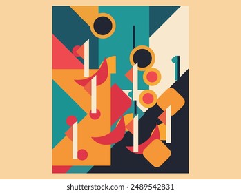 Abstract geometric composition music logo vector with a bold, artistic design. Highlights your passion for music and modern aesthetics. Perfect for record labels, music schools, and creative F