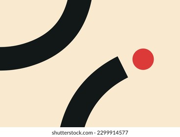 Abstract geometric composition on a white background. Minimalistic pattern of simple geometric shapes. Trendy interior image, poster with curved lines. Vector illustration.
