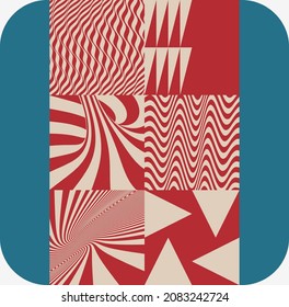 Abstract geometric composition with optical illusion. Cover design template. 3D vector illustration for banner, brochure, poster or flyer. 