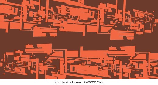 Abstract Geometric Composition of Orange and Brown Architectural