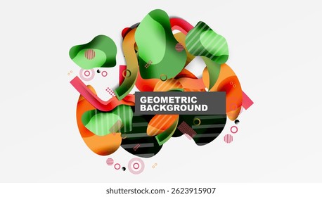 Abstract geometric composition. Overlapping shapes, vibrant colors, modern design. Minimalist style, dynamic texture, clean aesthetic.