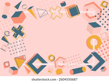 Abstract geometric composition with pastel colors and diverse shapes