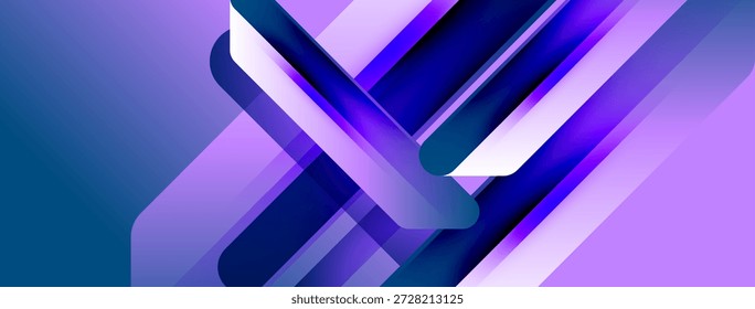 Composición geométrica Abstractas. Los Gradientes púrpuras y azules crean líneas dinámicas, Formas. Diseño moderno, estética elegante, impacto visual.
