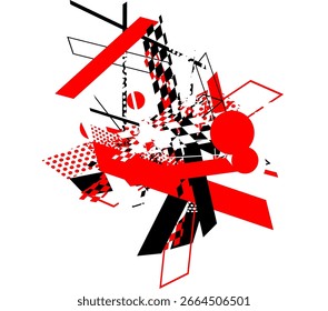 Abstract geometric composition red and white