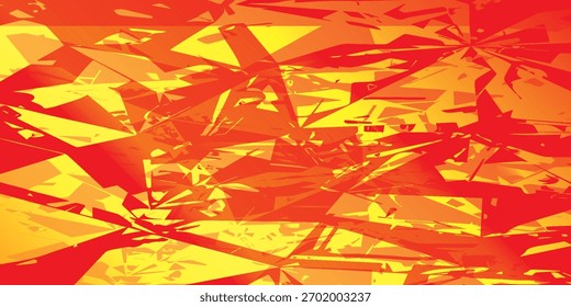 Abstract Geometric Composition of Red and Yellow Angular Shapes