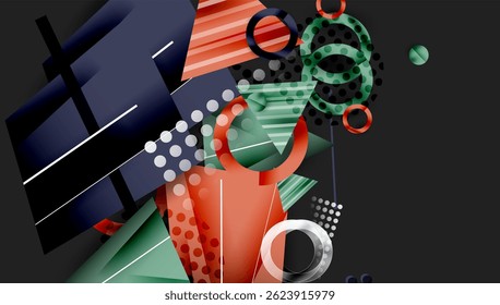 Abstract geometric composition. Shapes overlap, creating dynamic visual interest. Colors blend, offering modern aesthetic.