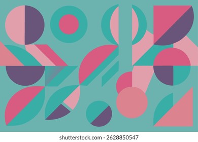 Composição geométrica abstrata em cores pastel macias com elementos transparentes
