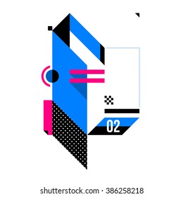 Abstract geometric composition. Style of Abstract art, Suprematism, modern street art and graffiti. The design element is isolated on a white background, suitable for prints and posters.