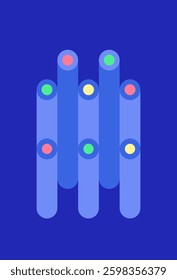 Abstract geometric composition with three-dimensional tubes and dots. Contemporary poster