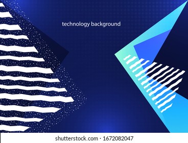 Abstrakte geometrische Komposition mit Dreiecken und dekorativen gewölbten Linien, Punkten. Moderner technischer Hintergrund für Ihr Design. Vektorillustration