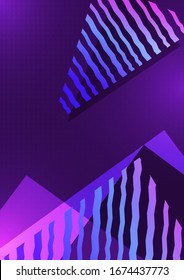 Abstract geometric composition with triangles and decorative wavy lines, dots. Modern tech background for your design. Vector illustration