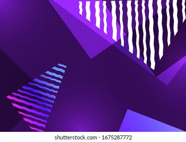 Abstract geometric composition with triangles and decorative wavy lines, dots. Modern tech background for your design. Vector illustration