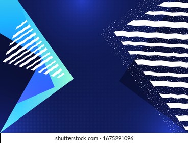 Abstract geometric composition with triangles and decorative wavy lines, dots. Modern tech background for your design. Vector illustration