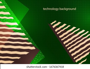 Abstract geometric composition with triangles and decorative wavy lines, dots. Modern tech background for your design. Vector illustration