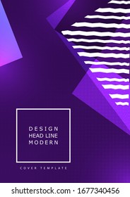 Abstract geometric composition with triangles and decorative wavy lines, dots. Modern tech background for your design. Vector illustration