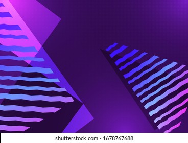 Abstract geometric composition with triangles and decorative wavy lines, dots. Modern tech background for your design. Vector illustration