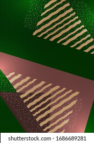 Abstract geometric composition with triangles and decorative wavy lines, dots. Modern tech background for your design. Vector illustration