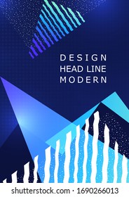Abstract geometric composition with triangles and decorative wavy lines, dots. Modern tech background for your design. Vector illustration