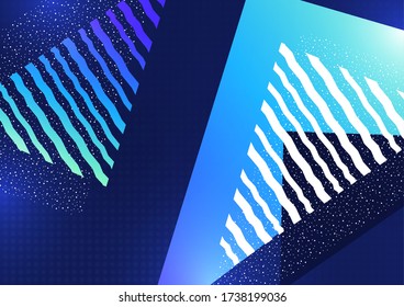 Abstract geometric composition with triangles and decorative wavy lines, dots. Modern tech background for your design. Vector illustration
