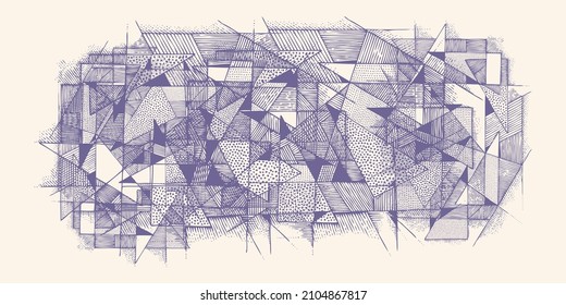 Abstract geometric composition with triangles. Hand drawn background. vector illustration