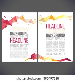 Abstract geometric composition of triangles, origami, template design, brochure, Web sites, page, leaflet, with colorful geometric triangular backgrounds, logo,symbols, text separately.