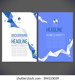Abstract geometric composition of triangles, origami, template design, brochure, Web sites, page, leaflet, with colorful geometric triangular backgrounds, logo,symbols, text separately.