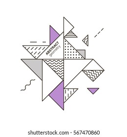 Abstract geometric composition with triangles and simple patterns.