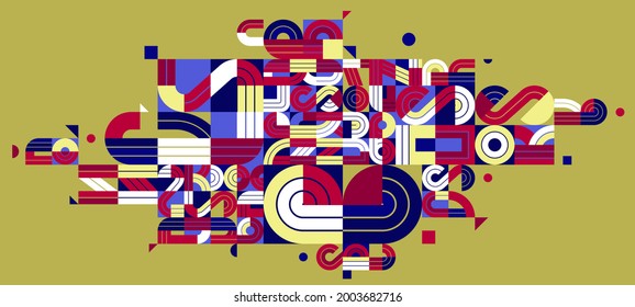 Abstract geometric composition vector design, colorful abstraction, modern style shapes illustration art.