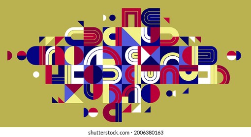 Abstract geometric composition vector design, colorful abstraction, modern style shapes illustration art.